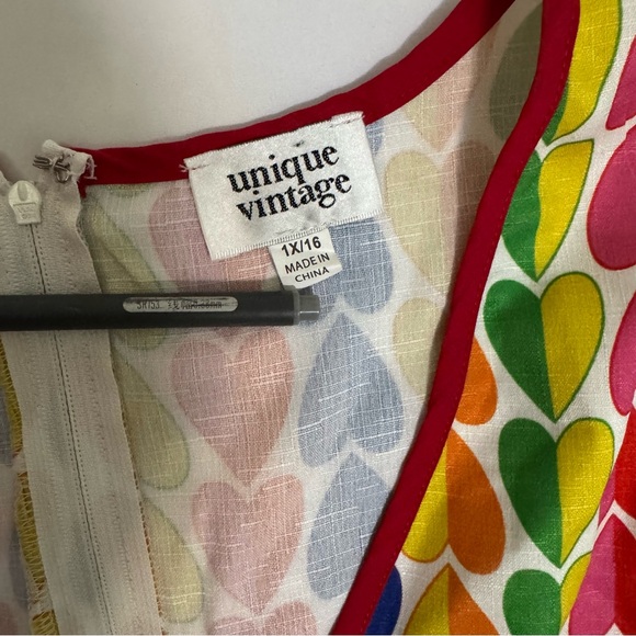 NWT Unique Vintage Rainbow Hearts Romper, Women's size 1X (16) - Picture 8 of 12